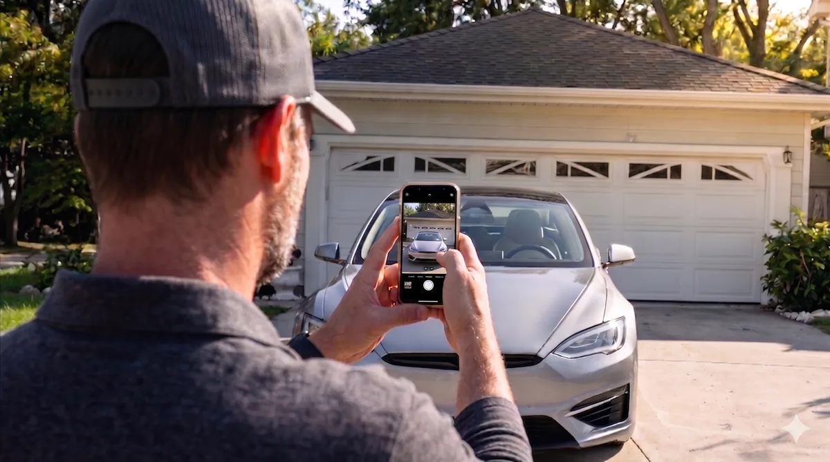Owner taking vehicle photos with a phone